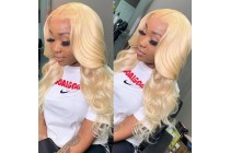 Women Blonde Body Wave Synthetic Hair 13×6 Lace Front Wigs 180% Density