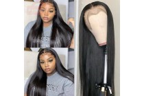 Quality 13×4 Lace Front Wig Straight Hair Middle Parting Natural Black