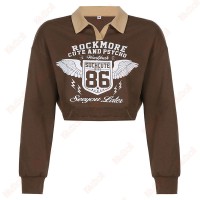 Letter Print Casual Short Comfy Sweatshirt Cheap Personalized Sweatshirts Kameymall