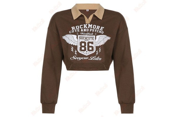 Letter Print Casual Short Comfy Sweatshirt Cheap Personalized Sweatshirts Kameymall