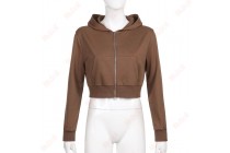 Cheap Short Zipper Cardigan Cropped Hoodie Pocket Premium Hoodies Kameymall