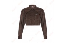 Classic Style Brown Jackets For Women Short Loose Corduroy Jacket Kameymall