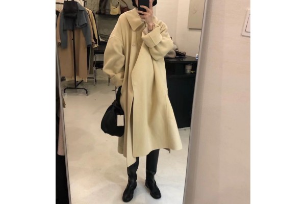Winter Coats Women Apricot Coats Korean Version Wool Coats Baggy Leisure Kameymall