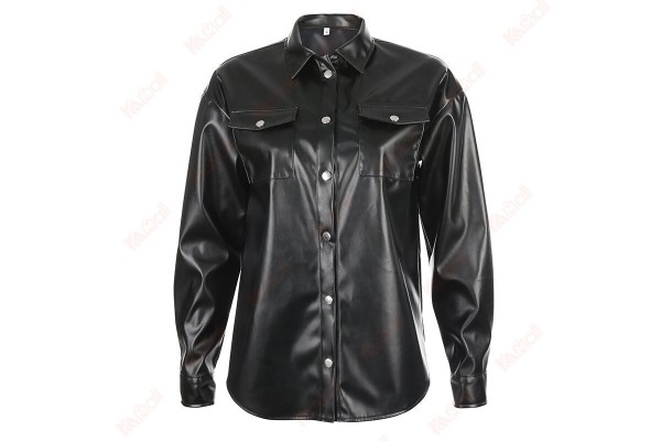 New Fashion Leather Jacket Long Sleeve Lapel Top Women Pretty Jackets Kameymall