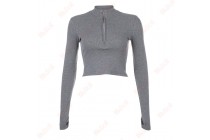 Slim Short Stand Collar Zipper Sweatshirt Half Zip Essential Sweatshirt Kameymall