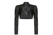 New Women's Street Trendy Black Jacket Short Leather Pretty Jackets Kameymall