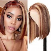 Bob Wigs Black Girl Hair Extensions 13x4 Highlight Straight Bob Virgin Hair Kameymall