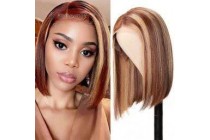 Bob Wigs Black Girl Hair Extensions 13x4 Highlight Straight Bob Virgin Hair Kameymall