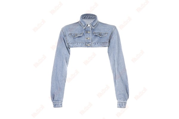 Womens Petite Jackets Regular Fit Blue Short Ultralight Jean Jackets Kameymall