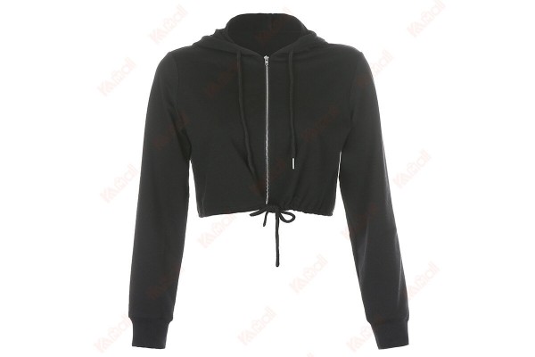 New Basic Long Sleeved Top Swaggy Hoodies All Match Full Zip Hoodie Kameymall