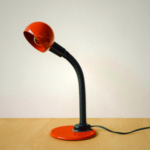 Vintage Space Age Red Gooseneck Desk Lamp - Mid-Century Modern Task Lighting
