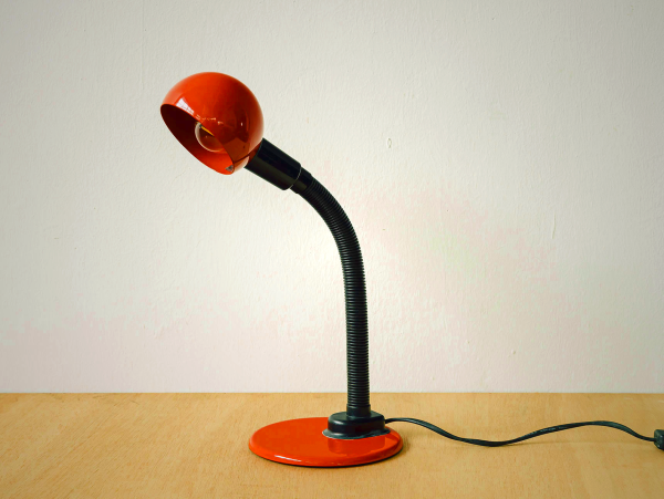 Vintage Space Age Red Gooseneck Desk Lamp - Mid-Century Modern Task Lighting