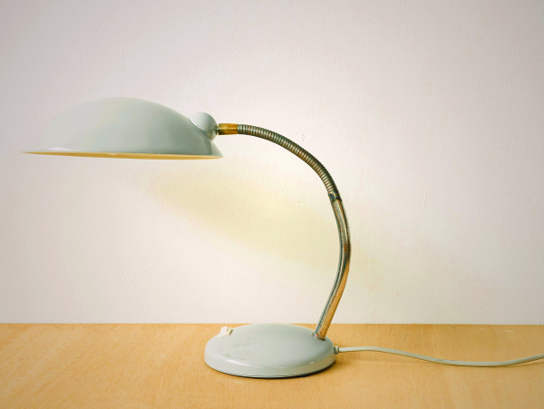 Vintage Gooseneck Table Lamp Light Grey Adjustable Desk Lighting