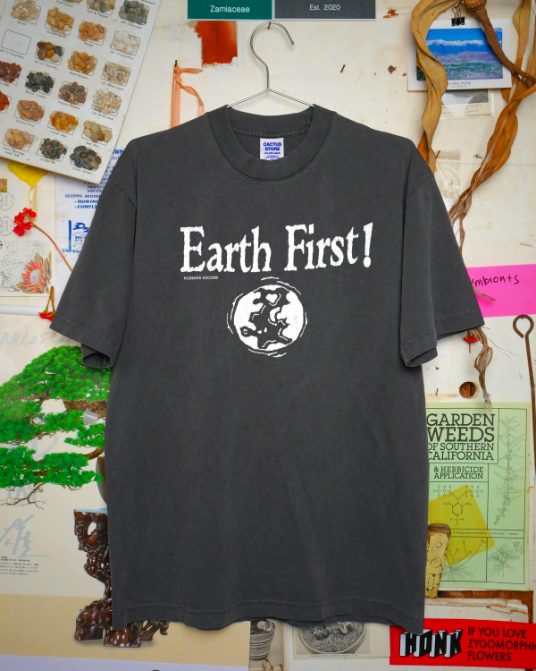 Earth First! Humans Second T-Shirt - Washed Black